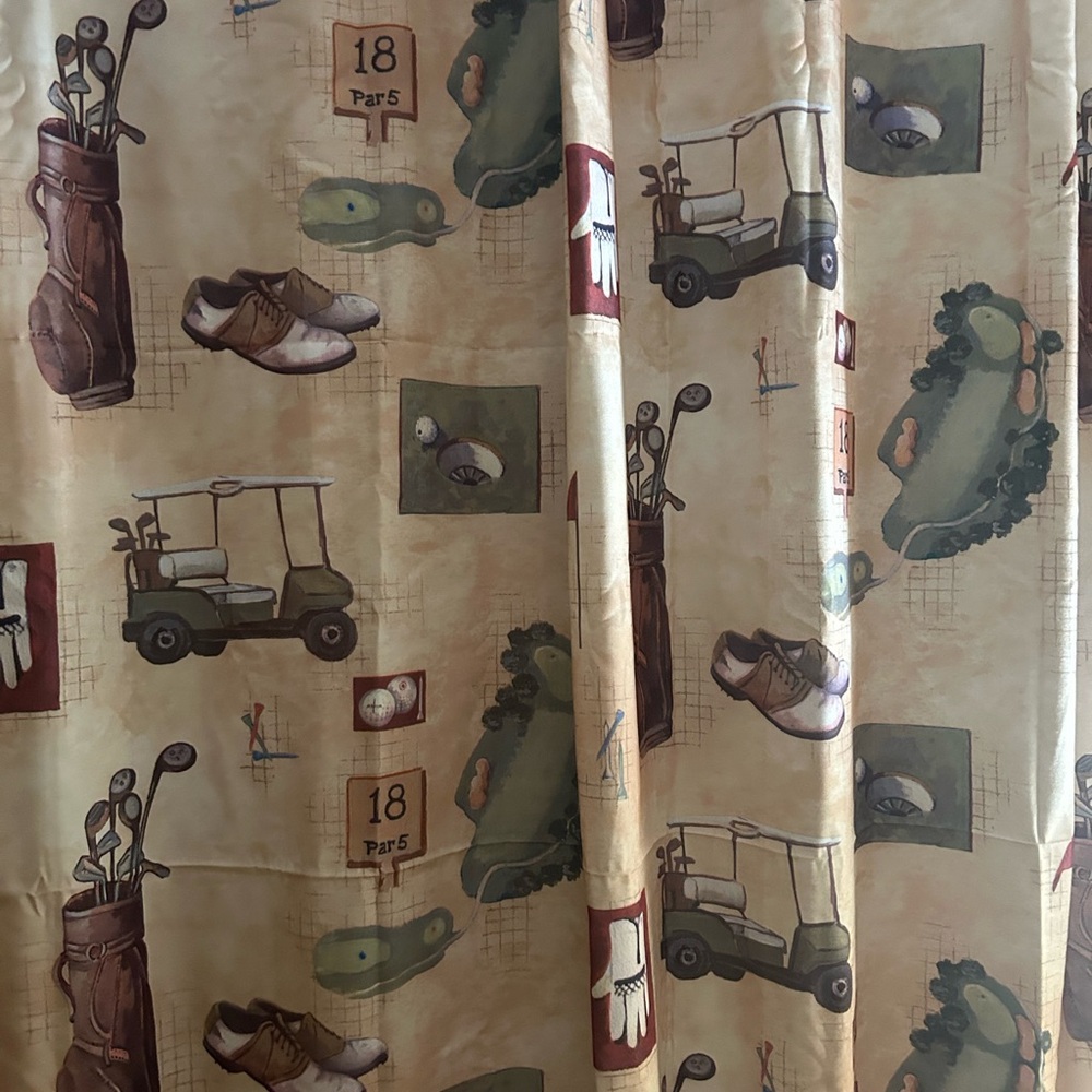 Golf Theme Shower Curtain Set NWT